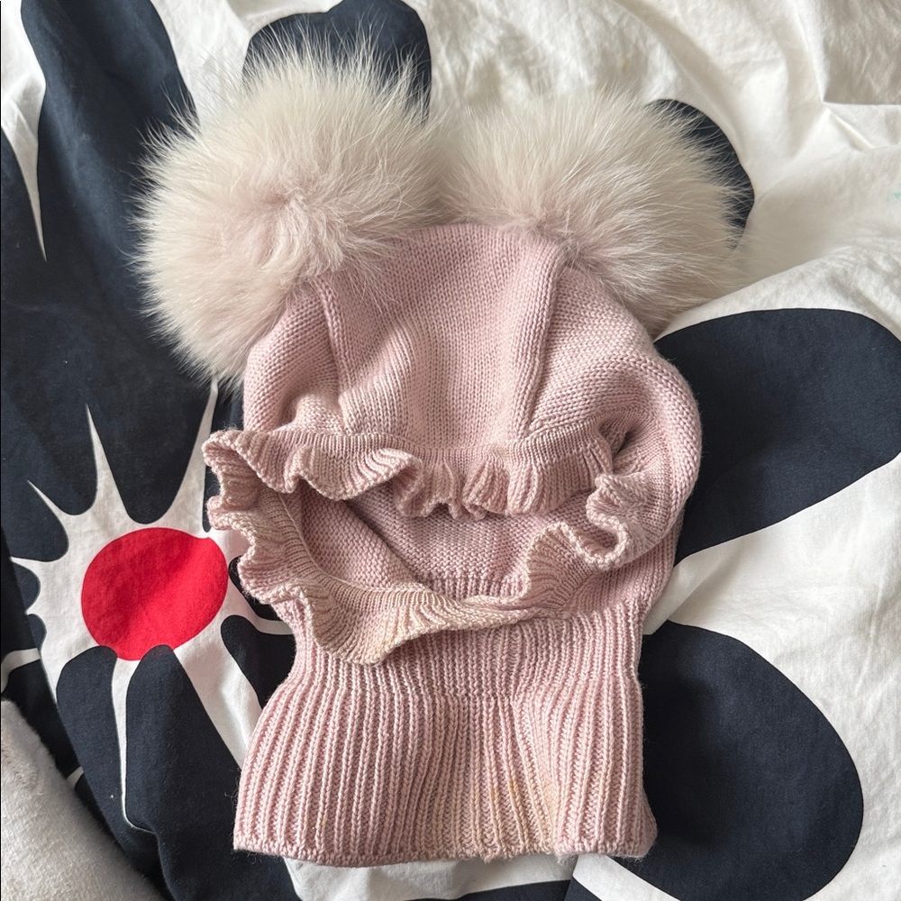 Catya Pink Furry Kids Winter Hat size 4 ideal for 2-4 years old